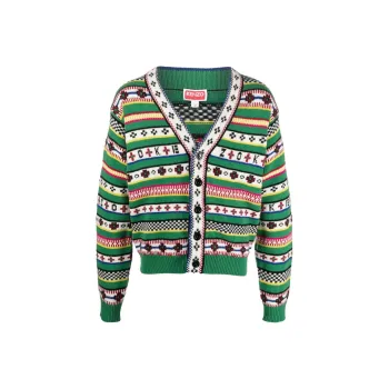 KENZO Logo Jacquard Knit Cardigan
