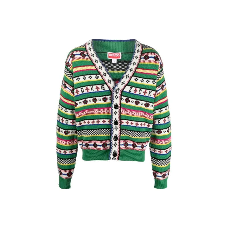 KENZO Logo Jacquard Knit Cardigan-0
