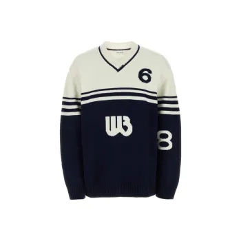 Wales Bonner V Neck Intarsia Knit Jumper