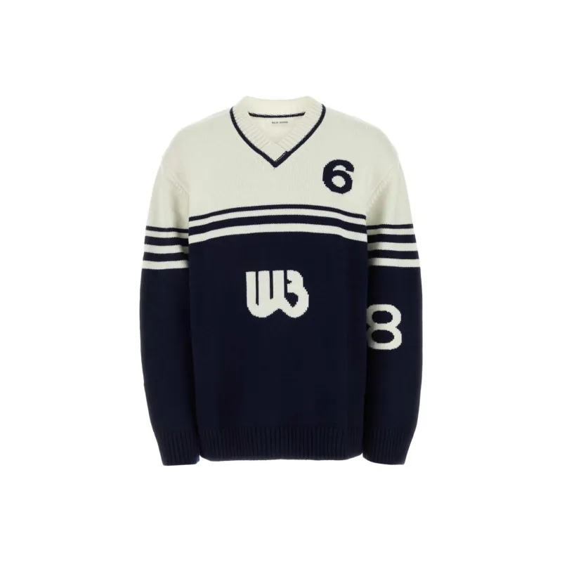 Wales Bonner V Neck Intarsia Knit Jumper-0