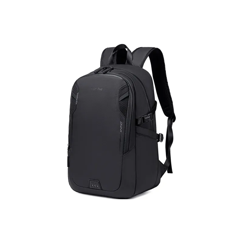 Super Five Polyester Backpack Men's Black/Gray/Orange Red/Ecru-1