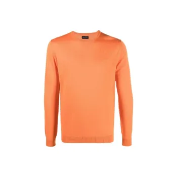 ROBERTO COLLINA FW22 Crew Neck Fitted Knitwear Men's Orange