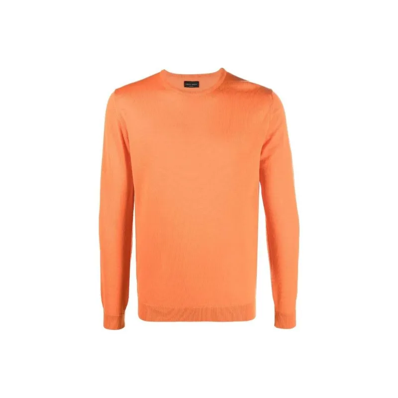 ROBERTO COLLINA FW22 Crew Neck Fitted Knitwear Men's Orange-0