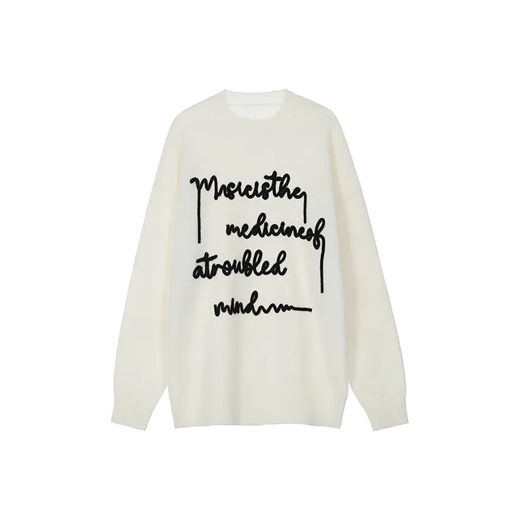 A Chock Sweater Unisex Milk Tea White-0