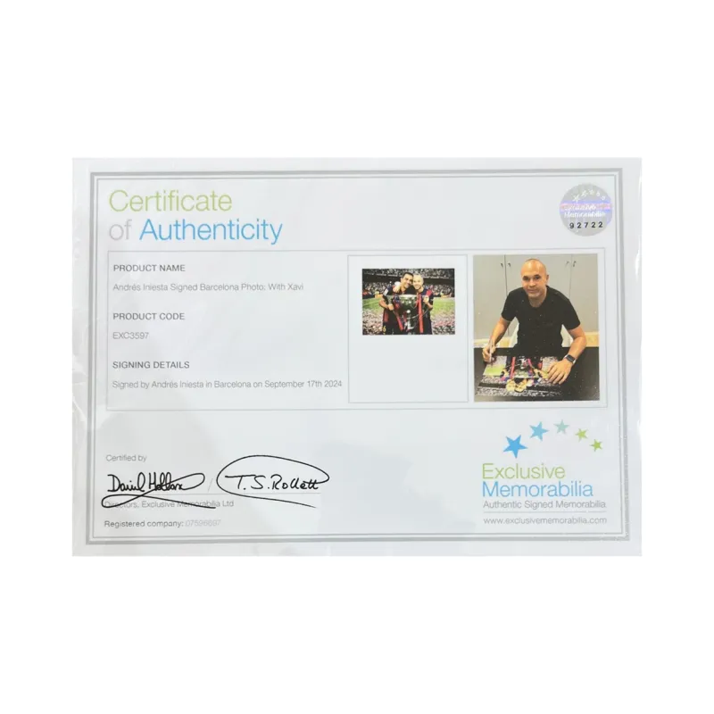 EM Barcelona Soccer Memorabilia & Collectible Includes Certification Certificate, Outer Frame Size 38.6x48.6cm Men's-4