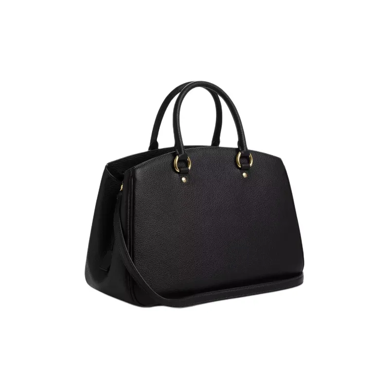 COACH Litchi Grain Leather Shoulder Bag, Crossbody Bag, Handbag Tubas Women's Black-1