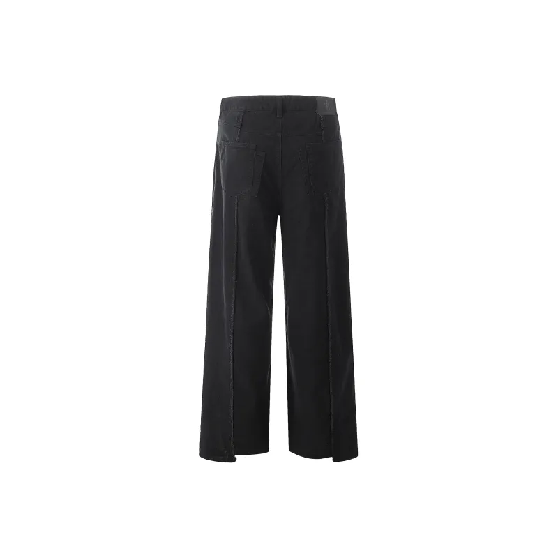 WLNEXT Frayed Edge Relaxed And Casual Pants For Men, Trendy And Cool, Perfect For Couples Unisex-3