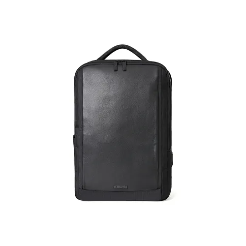 NAVIGARE Fabric With Top Grain Cow Leather Backpack Regular Men's Black