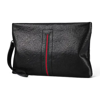 VIHUS Top Grain Cow Leather Envelope Bag, Clutch Men's Black