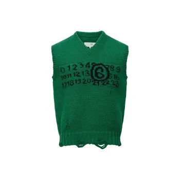 MM6 Maison Margiela V Neck Ribbed Jumper
