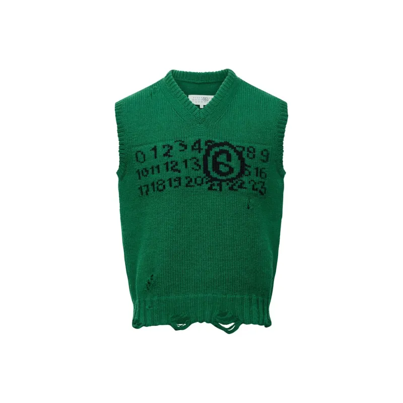 MM6 Maison Margiela V Neck Ribbed Jumper-0