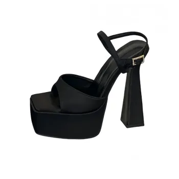 TADSW Chunky Heel High Heels 15cm Women's Black