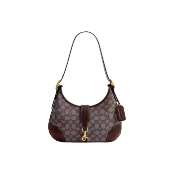 COACH Hamptons Cotton Crescent Bag Handbag, Shoulder Bag Medium Size Women's Maple