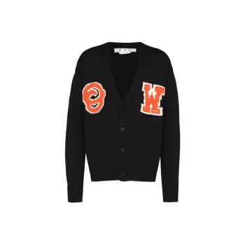 OFF WHITE Logo Patch V Neck Cardigan
