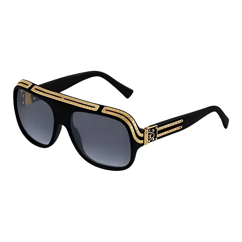 LOUIS VUITTON Acetate Aviator Sunglasses Men's Black-0