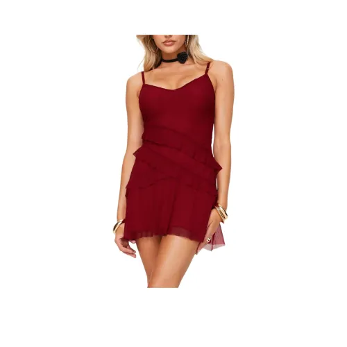 PRINCESS POLLY Meliodas Ruffle Mini Dress Slip Dress Women's RED/Red