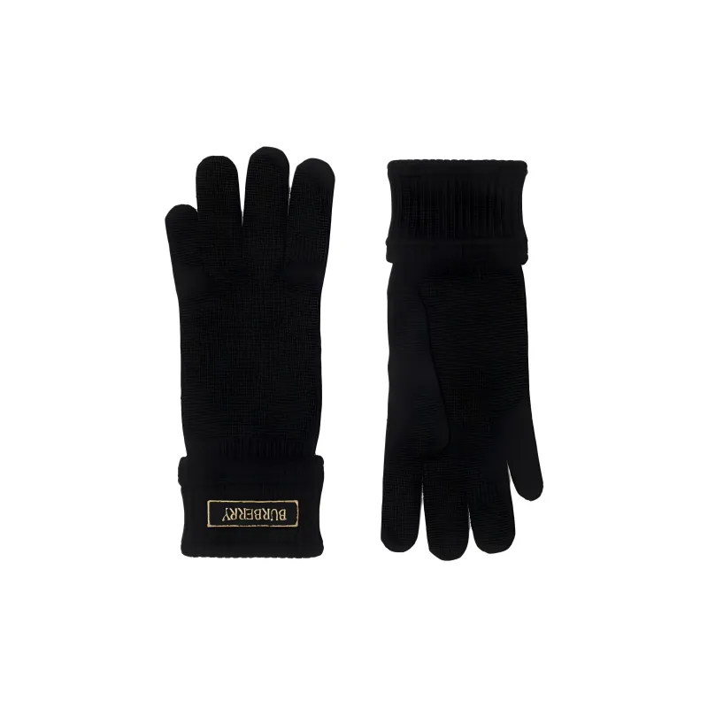 Burberry Wool Knit Gloves Men's Black-1