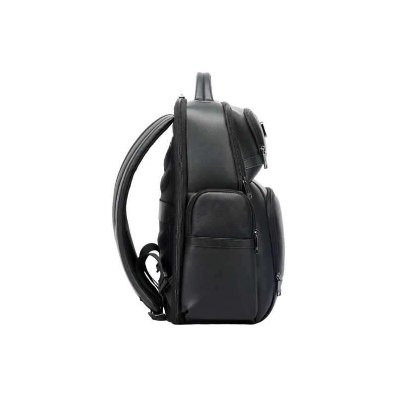 BOPAI Cow Leather With Fabric Backpack Handbag Regular Men's Black-8