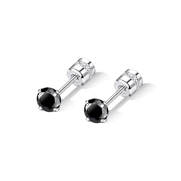 LNIEER Medical Titanium Steel Zirconia Stud Earrings Men's-18