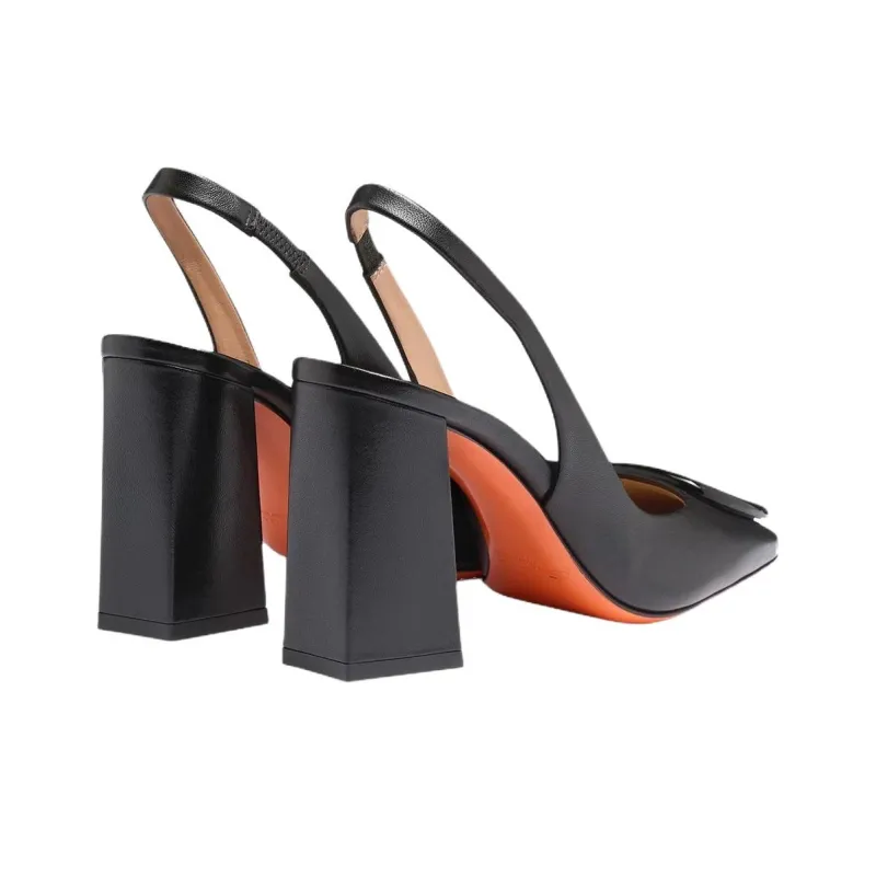Santoni Chunky Heel High Heels 8.5cm Women's Black-3