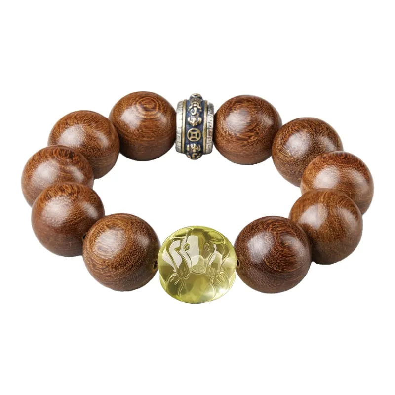 Moonstone Edge Golden Sandalwood Bracelets Men's-5