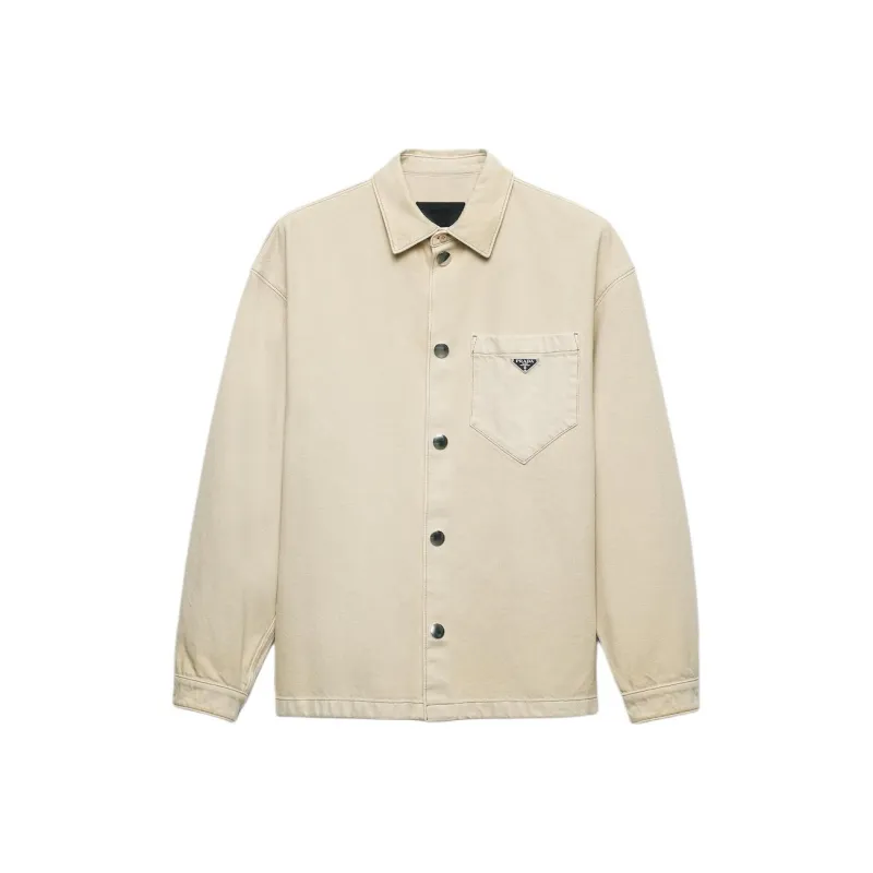 PRADA Logo plaque Denim Shirt-0
