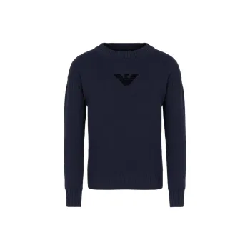 EMPORIO ARMANI Logo Flocked Crewneck Knitted Jumper