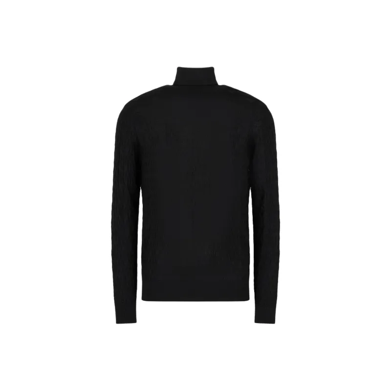 EMPORIO ARMANI Virgin wool Rollneck Jumper With All over Devoré Lettering-0