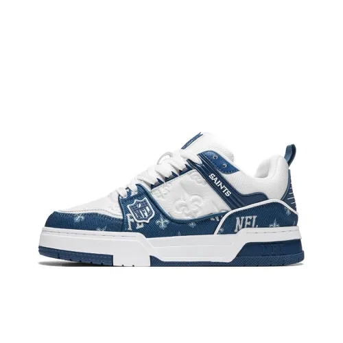 NFL TR '25 New Orleans Saints Low Top Skateboard Shoes Unisex White Blue