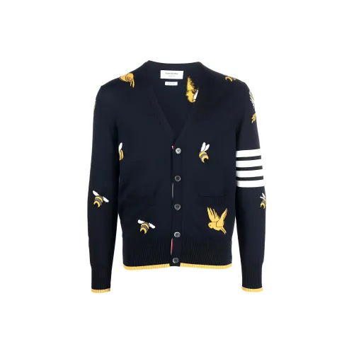 THOM BROWNE 4 Bar Striped Intarsia Patterned Buttoned Cardigan