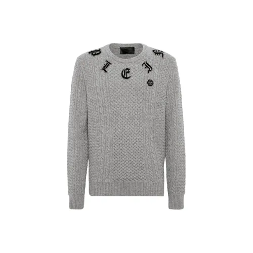 PHILIPP PLEIN Logo appliqué Cable knit Jumper