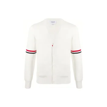 THOM BROWNE Tricolour 4 Bar V Neck Cardigan