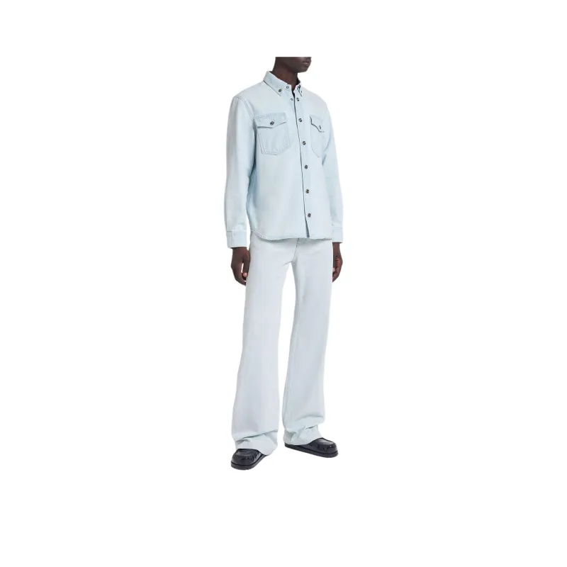 VERSACE Medusa Buttoned Long Sleeved Denim Shirt-5