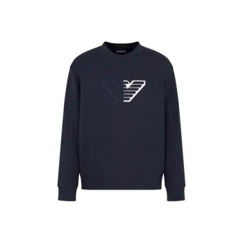 EMPORIO ARMANI Double jersey Sweatshirt With Embossed Oversized Eagle On A Chevron Background