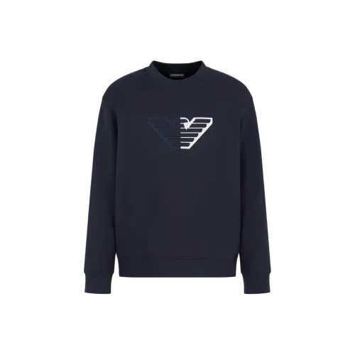 EMPORIO ARMANI Double jersey Sweatshirt With Embossed Oversized Eagle On A Chevron Background