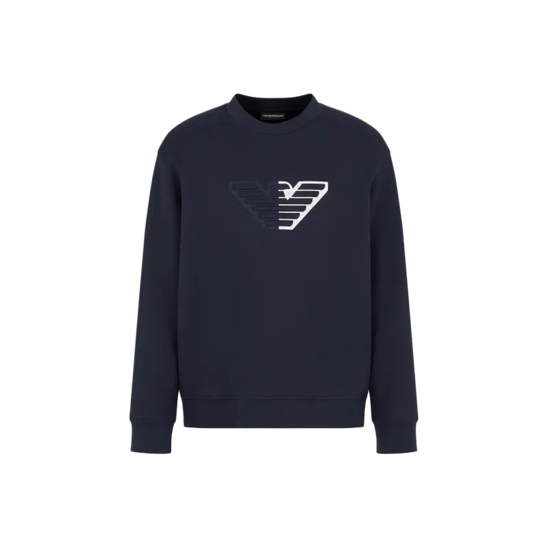 EMPORIO ARMANI Double jersey Sweatshirt With Embossed Oversized Eagle On A Chevron Background-0