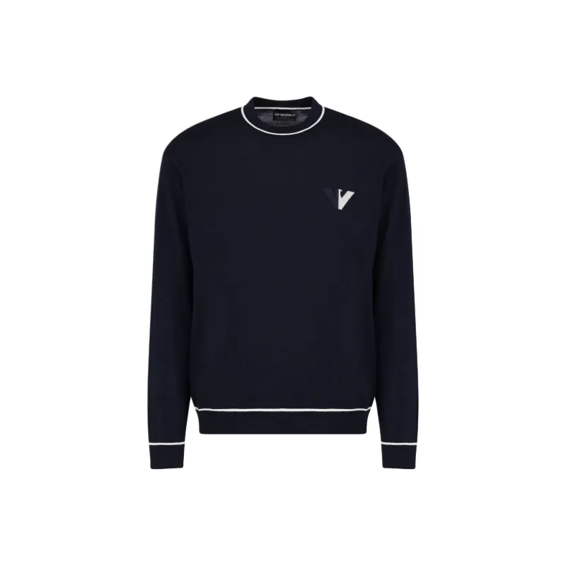 EMPORIO ARMANI Virgin wool Jumper With Jacquard Logo Detail-0