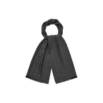 FERRAGAMO Silk, Wool, Cotton Silk, Velour Knit Scarves Unisex Black