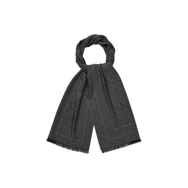 FERRAGAMO Silk, Wool, Cotton Silk, Velour Knit Scarves Unisex Black-0