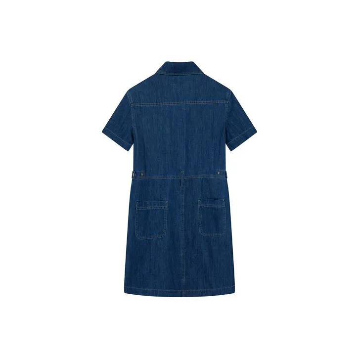 E.land Short Sleeved Dress Women's Denim 55Indigo-1