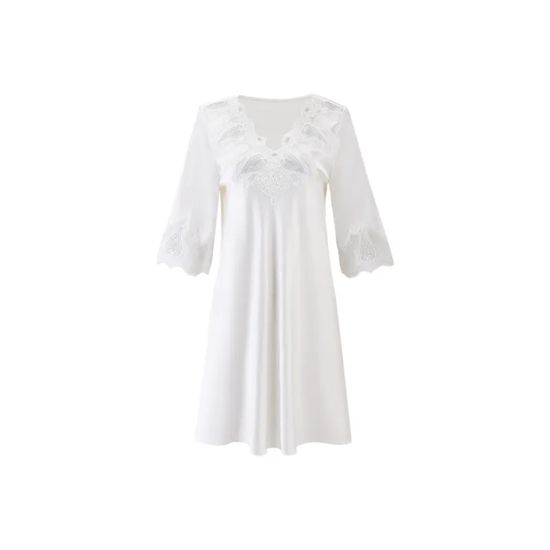 MY BODY Silk Nightgown Women's Pearl White-0