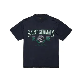 Balenciaga T Shirt Slim Fit Unisex Dark Blue