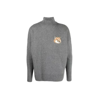 Maison Kitsune Sweaters Men Charcoal Gray