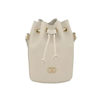 Valentino Vlogo Cow Leather Bucket Bag, Shoulder Bag Mini Women's White