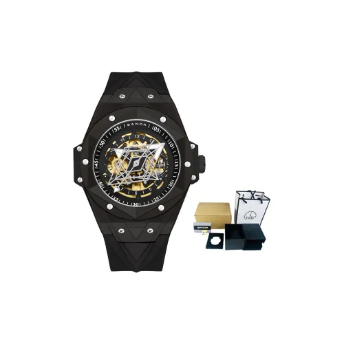 Sanda Automatic Mechanical Movement Silicone Strap Watch Men's Watches Black Dial