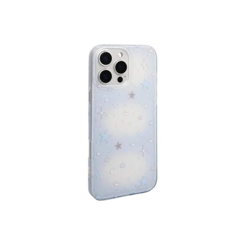 Sopi Acrylic Material Blue & White Blended Stars Phone Cases Compatible With IPhone 16/15 Pro Max/Apple 13/14 Pro/Max-5