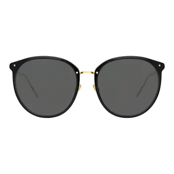 Linda Farrow Titanium Acetate Round Sunglasses Unisex Black