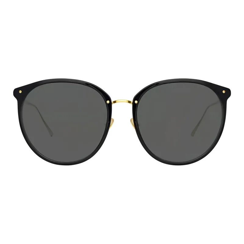 Linda Farrow Titanium Acetate Titanium Round Sunglasses Unisex Black-0