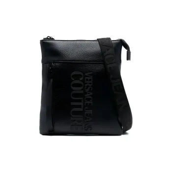 VERSACE JEANS COUTURE Polyurethane Messenger Bag, Crossbody Bag, Shoulder Bag Men's Black