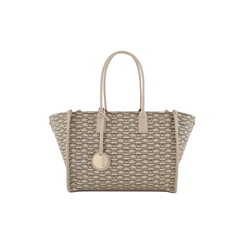 EMPORIO ARMANI Polyester Tote Bag, Shopping Bag, Shoulder Bag, Crossbody Bag, Handbag Medium Size Women's Light Umber-0